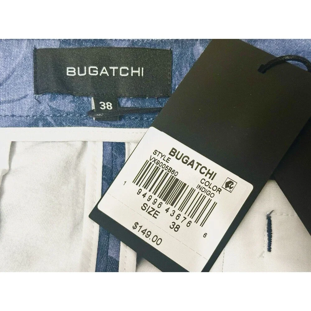 NWT BUGATCHI Theo Floral Indigo Print Oooh Cotton Shorts Blue Size 38 Hawaiian